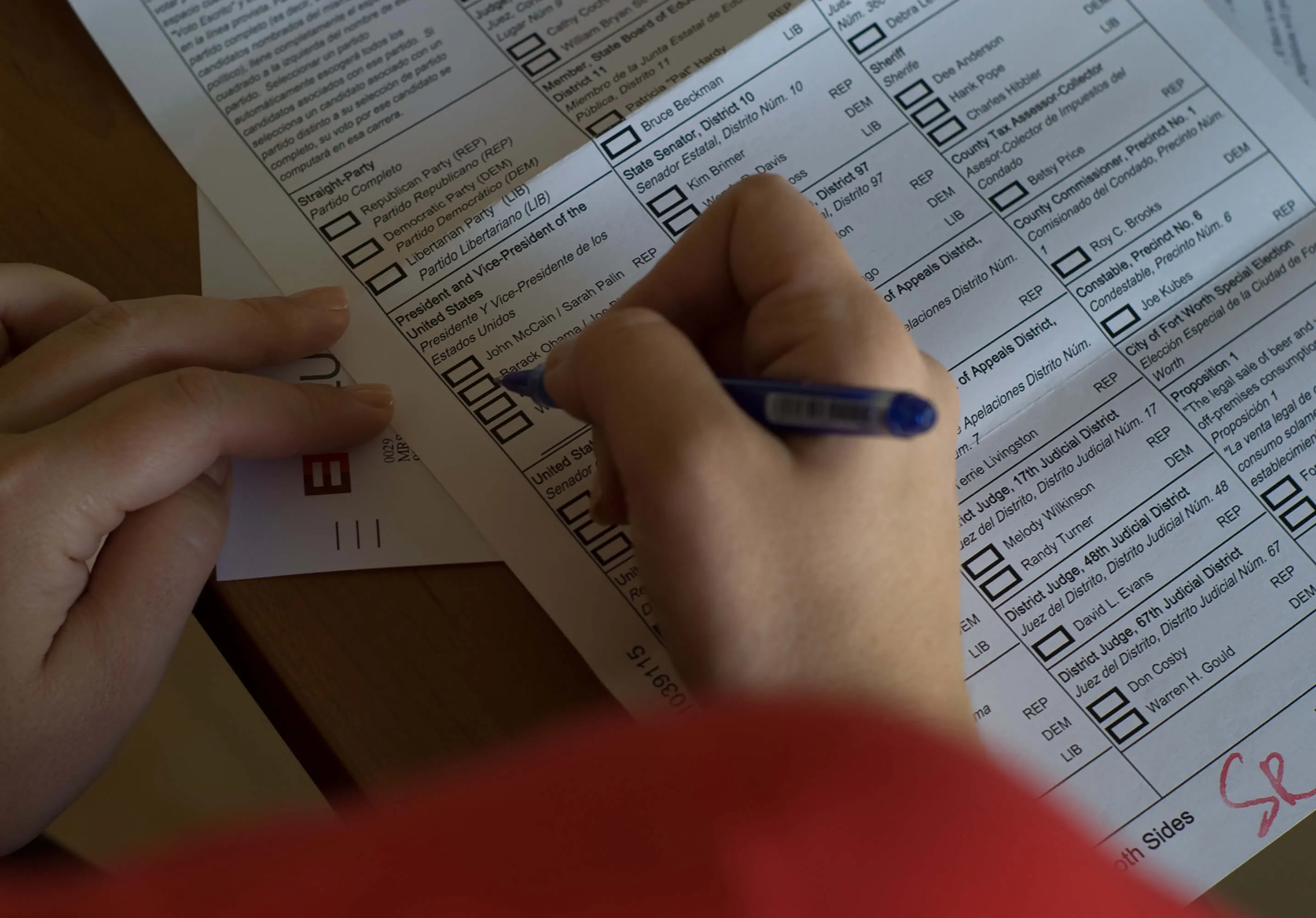 Ballot being filled out