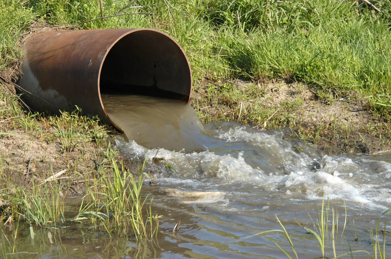 Wastewater coming out of a pipe